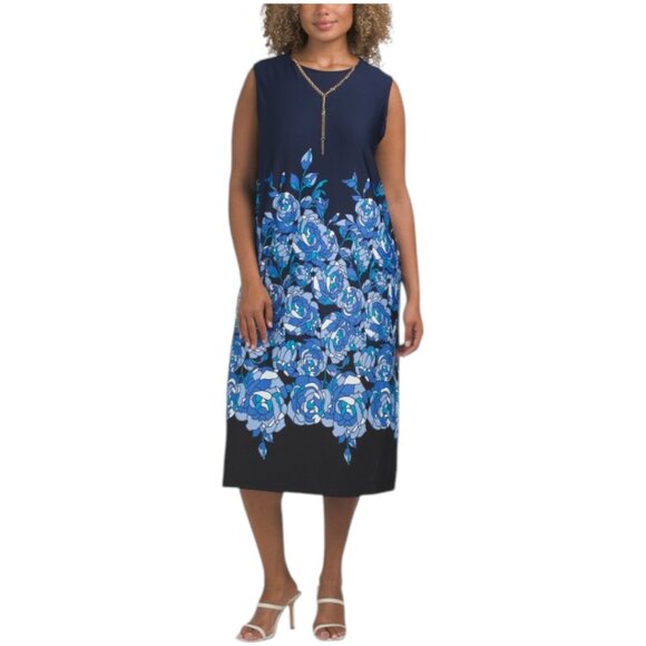 MARINA Printed Jersey Midi Dress With Jacket - Navy Multi - Picture 3 of 3
